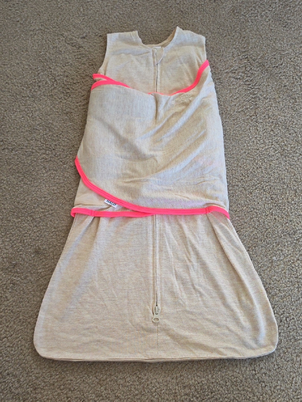 Halo Ideal Temp Swaddle Sleep Sack Tan And Pink Size Small 3-6M